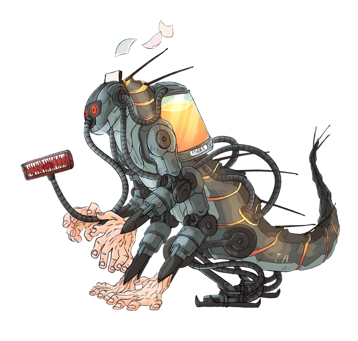 Monstre IA aspirateur qui tue imprimante copieuse qui fait aucun effort 
c'est donc un méchant IA très bête parce qu'en fait il a pas de cerveau mais c'est un super aspirateur qui super aspire les idées des gens pour les recracher via son imprimante pas chère (20€ ) après les avoir utilisées dans son programme super programmique d'ordinateur super sonique d'intelligence artificielle mais par contre il sait toujours pas faire les mains. en même temps même nous artistes ne savons pas les faire
