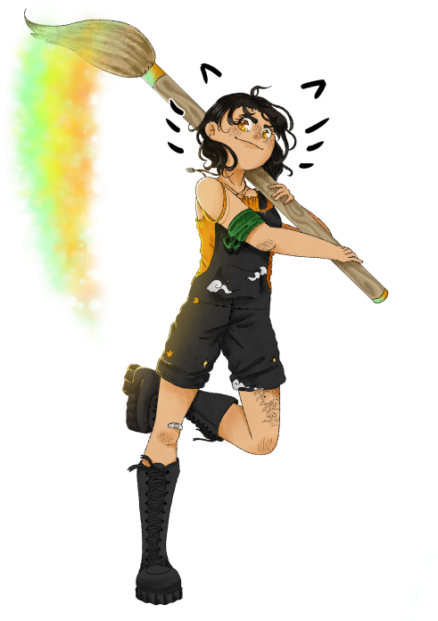 HayateArt
Voilà ma participation avec mon personnage Haya ! Prête à mettre des tatanes avec son pinceau magique, et, bien évidemment, du côté des artistes ! 
