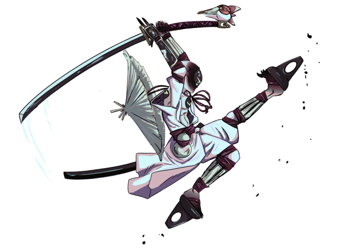 Dessin collaboratif  Maliki côté artiste
Personnage original que j'ai souvent l'habitude de représenter en tant que protagoniste. Il arbore une tenue de samouraï fantaisiste stylisée qui contraste avec l'aspect mécanique de l'IA en évoquant un aspect plus "traditionnel" ou humain.
Mots-clés: Illustration;personnage original;artiste