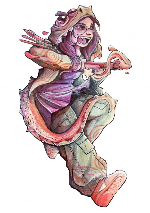 norhka la gribouille
Semi auto portrait qui mélange un perso d'une BD future, "Norhka la gribouille prête à mettre une rouste aux IA monsters :)
Mots-clés: encre;feutre;dragon;peinture;kigurumi;costume;magical girl;reptile;magie